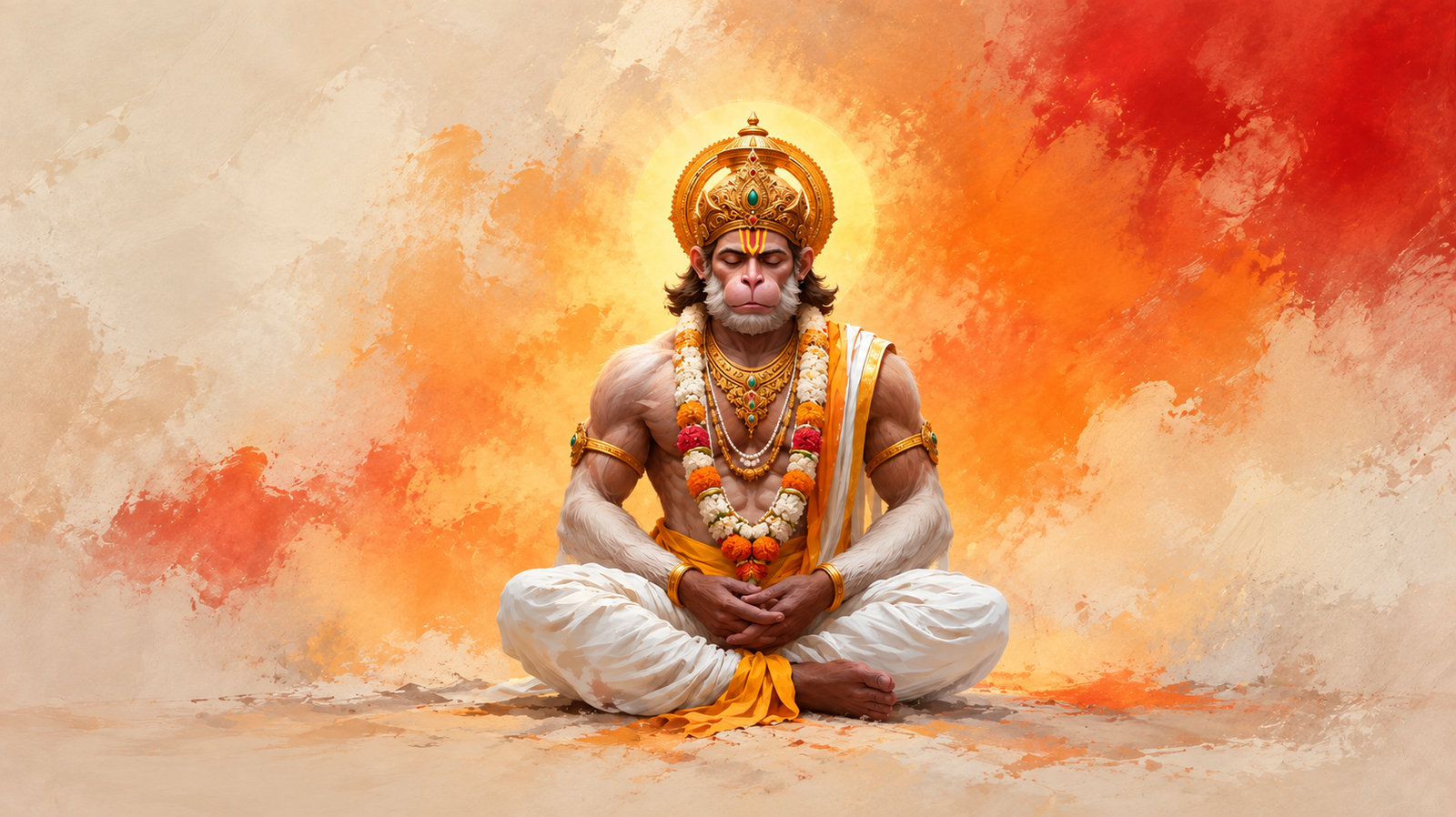 Meditating Hanuman 4K Wallpaper – Peaceful Lord Hanuman Desktop Background - pixora4k.com