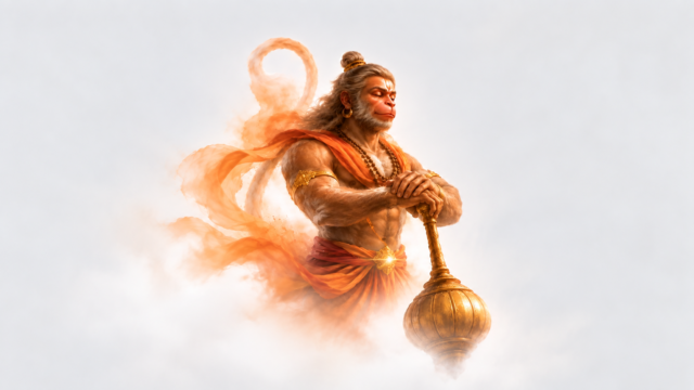 Hanuman with Gada 4K Wallpaper – Divine Lord Hanuman Desktop Background 3840x2160 - Free Download