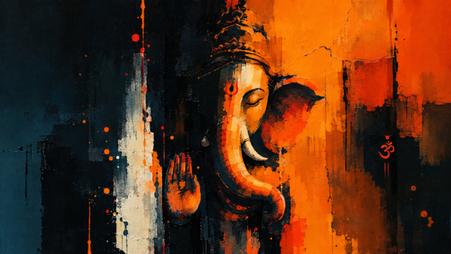 Abstract Lord Ganesha Oil Painting 4K HD Wallpaper 3840x2160 - Free Download