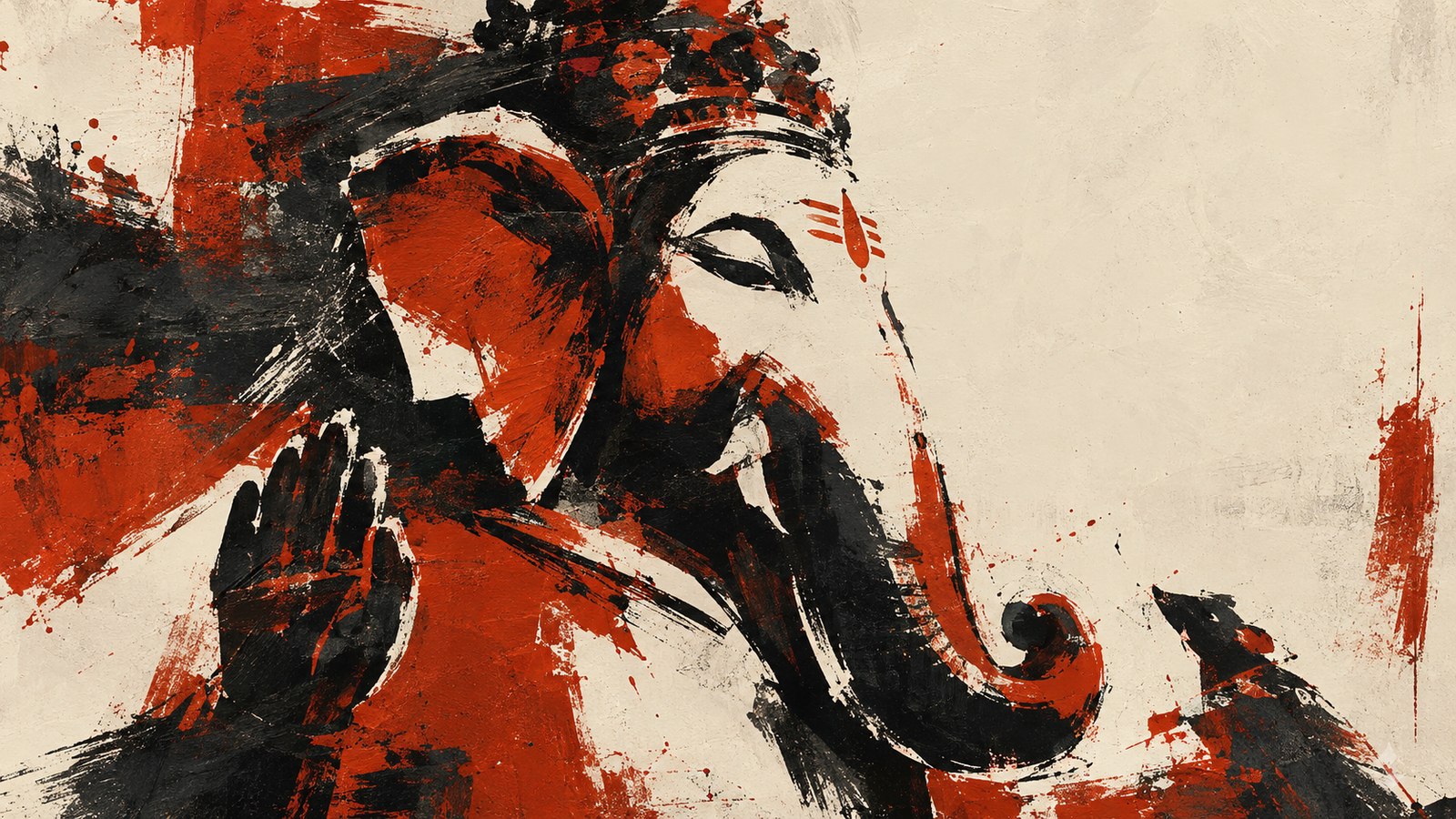 Ink Splash Lord Ganesha Brush Art 4K HD Wallpaper - pixora4k.com