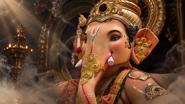 Shivdicha Raja Ganesha Golden Crown 4K HD Wallpaper 3840x2160 - Free Download