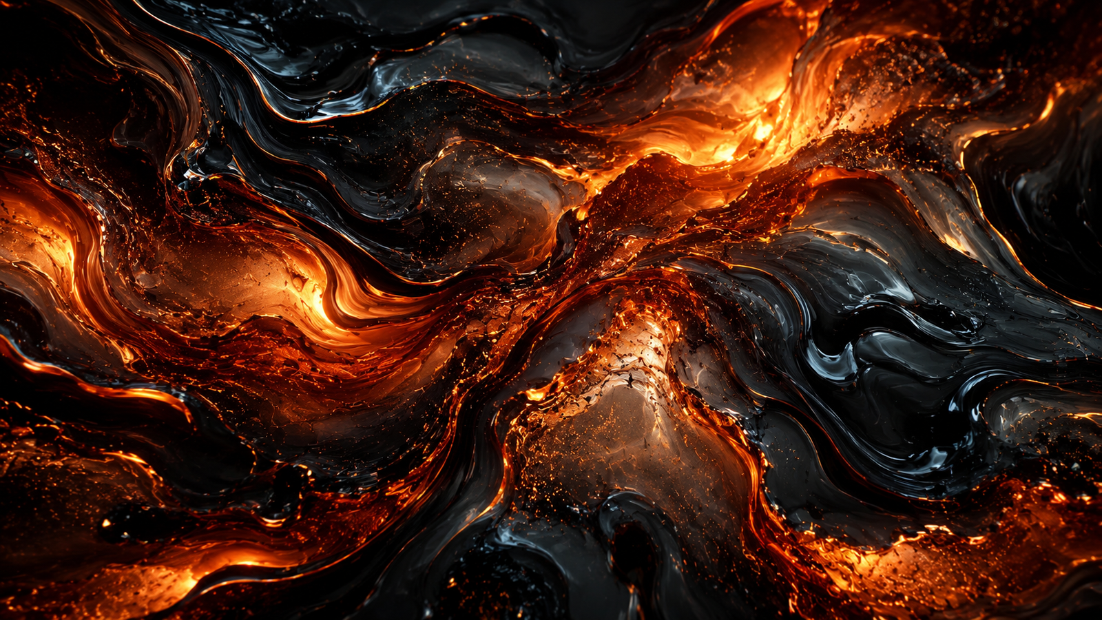 Black Orange Abstract 4K Wallpaper – Lava Texture - pixora4k.com