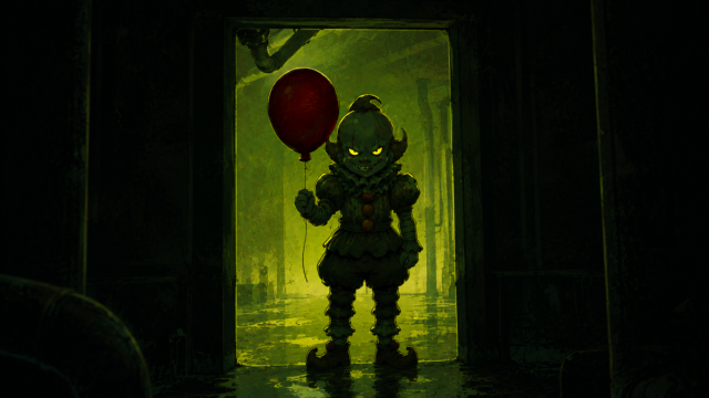 Pennywise Creepy Clown Balloon 4K Wallpaper – Dark Horror Art 3840x2160 - Free Download