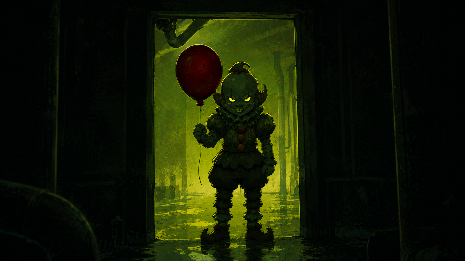 Pennywise Creepy Clown Balloon 4K Wallpaper – Dark Horror Art - pixora4k.com