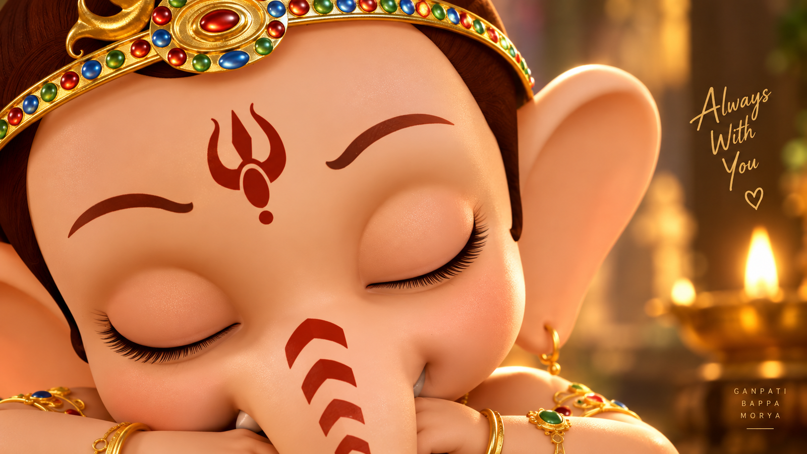Cute 3D Sleeping Bal Ganesha Wallpaper 4K Ultra HD - pixora4k.com
