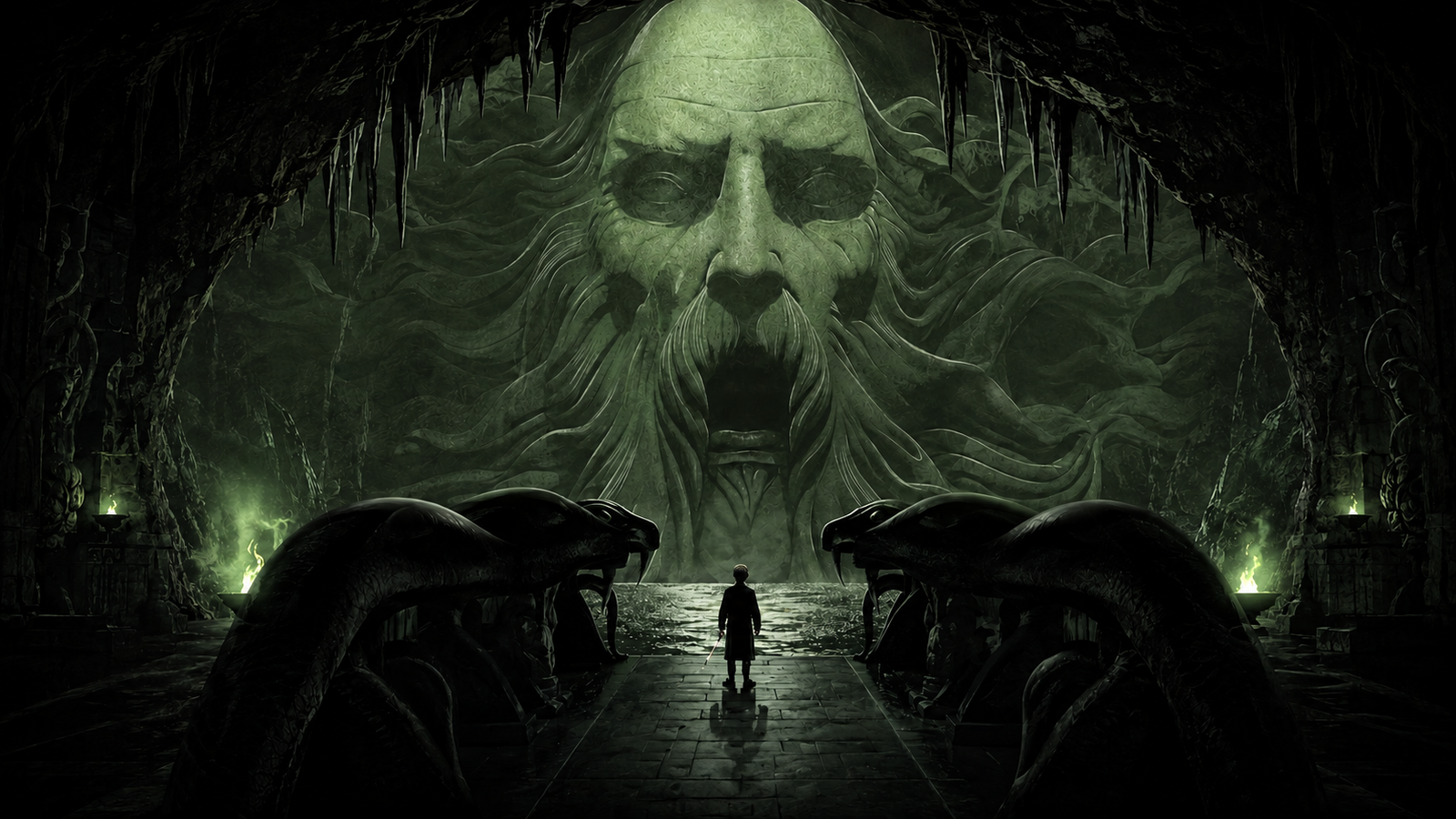 Harry Potter and the Chamber of Secrets Creature Fantasy 4K Wallpaper – Mysterious Cave - pixora4k.com