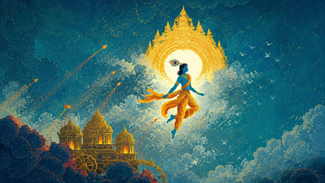 Divine Lord Krishna Cosmic Sky Wallpaper 4K 3840x2160 - Free Download