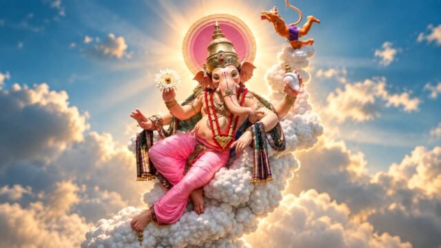 Lord Ganesha Heavenly Clouds Sky 4K HD Wallpaper 3840x2160 - Free Download