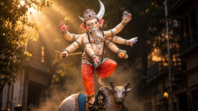 Lord Ganesha Standing on Nandi Bull 4K HD Wallpaper 3840x2160 - Free Download