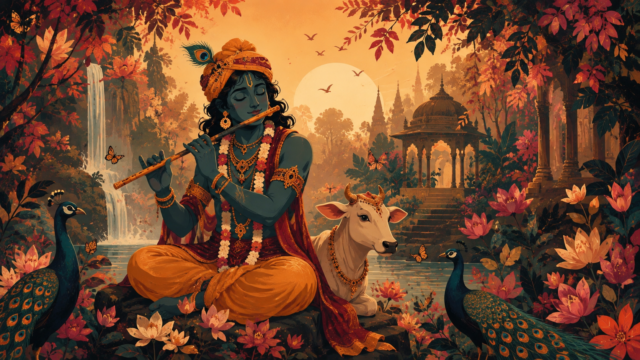 Lord Krishna Flute 4K Wallpaper – Peaceful Divine Krishna Wallpaper 3840x2160 - Free Download