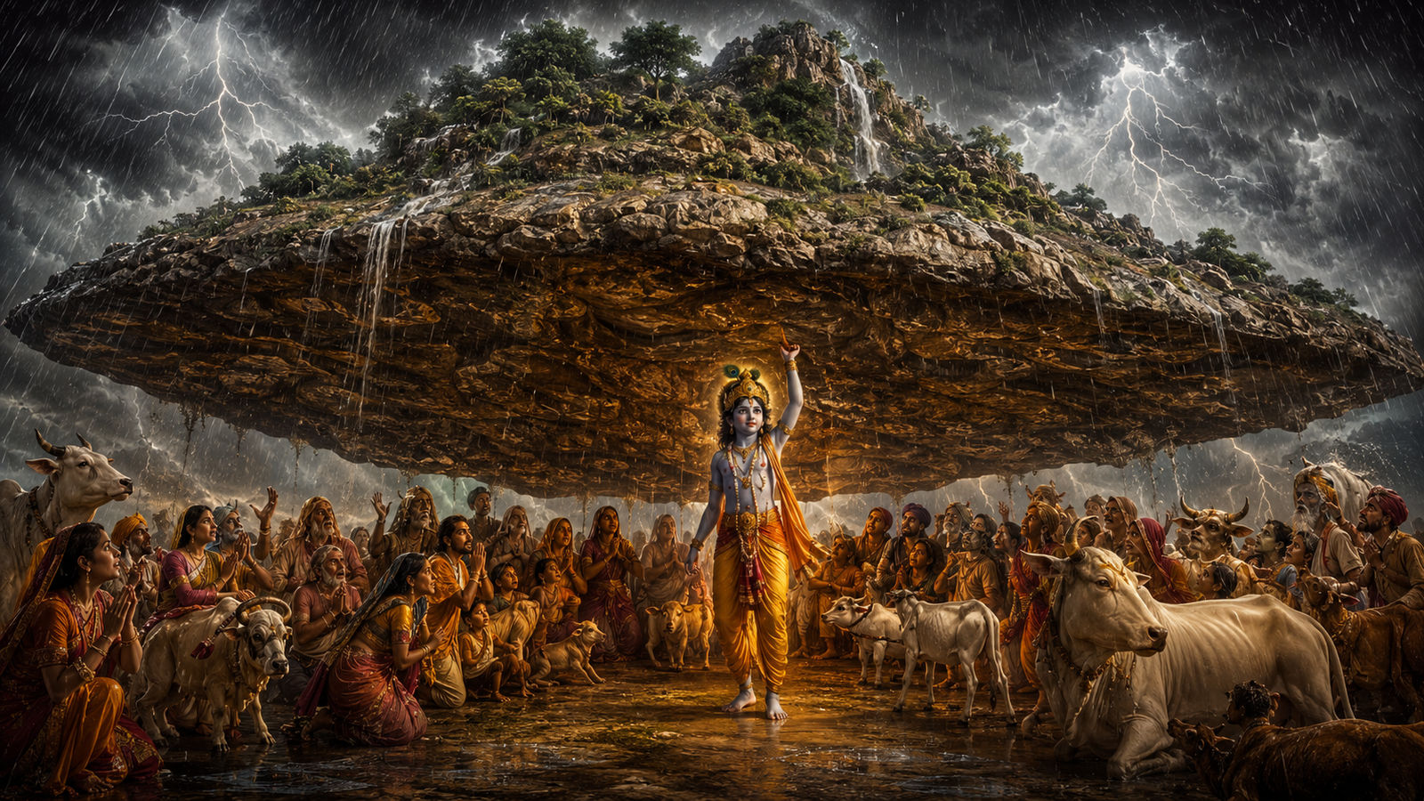 Lord Krishna Govardhan 4K Wallpaper – Govardhan Puja Wallpaper - pixora4k.com