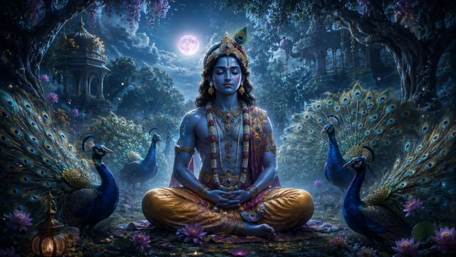 Lord Krishna Peacock Moonlight 4K Wallpaper – Divine Krishna Wallpaper 3840x2160 - Free Download