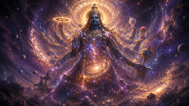 Lord Vishnu Cosmic Universe 4K Wallpaper – Divine Space Art 3840x2160 - Free Download