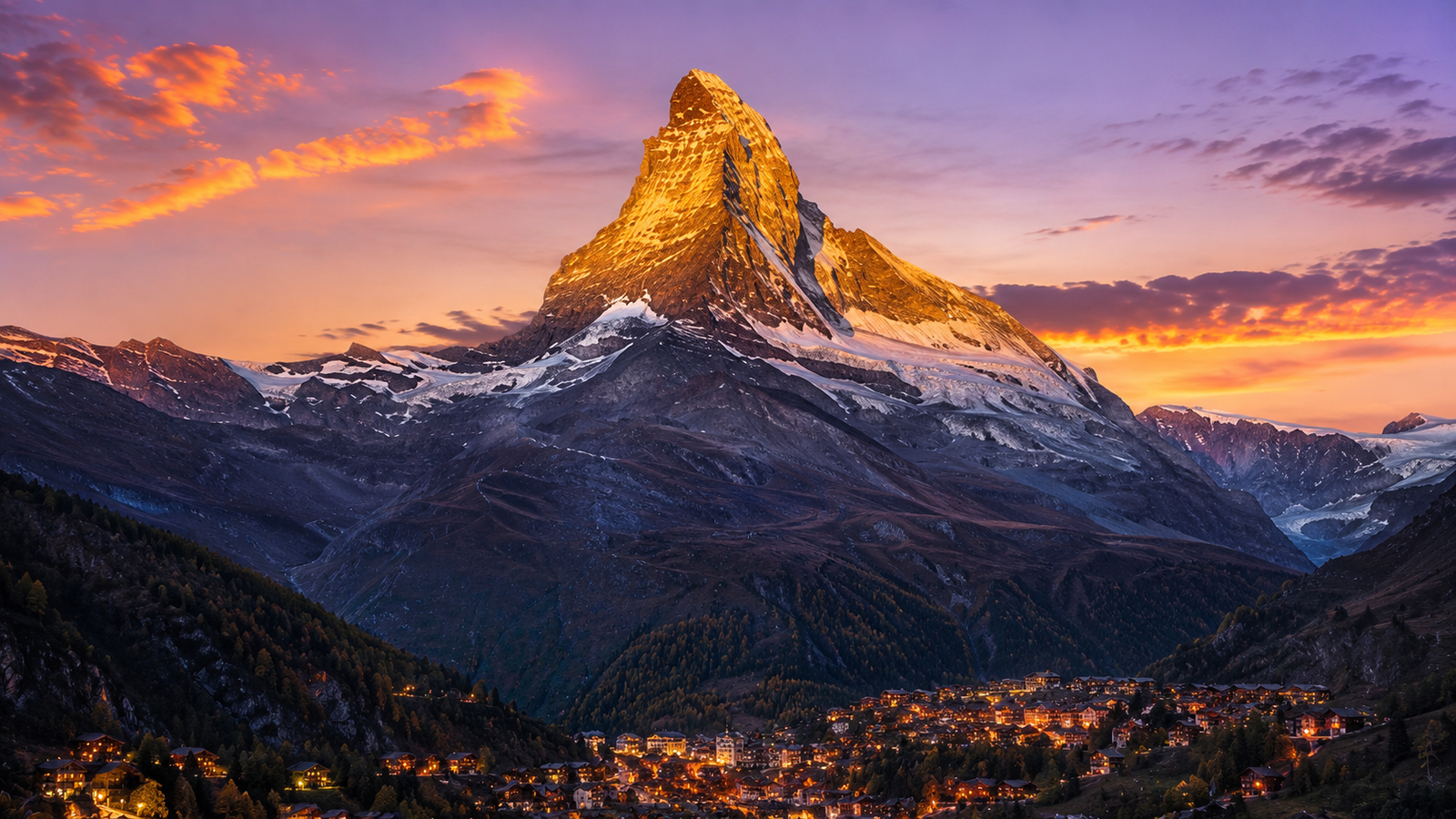 Matterhorn Zermatt Switzerland Sunset Wallpaper 4K - pixora4k.com