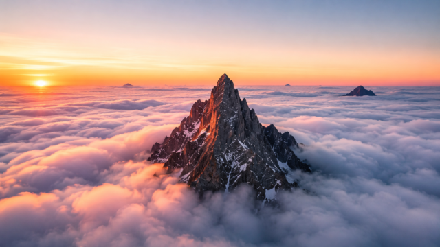 Mountain Above the Clouds 4K Wallpaper – Sunset Sky Landscape 3840x2160 - Free Download