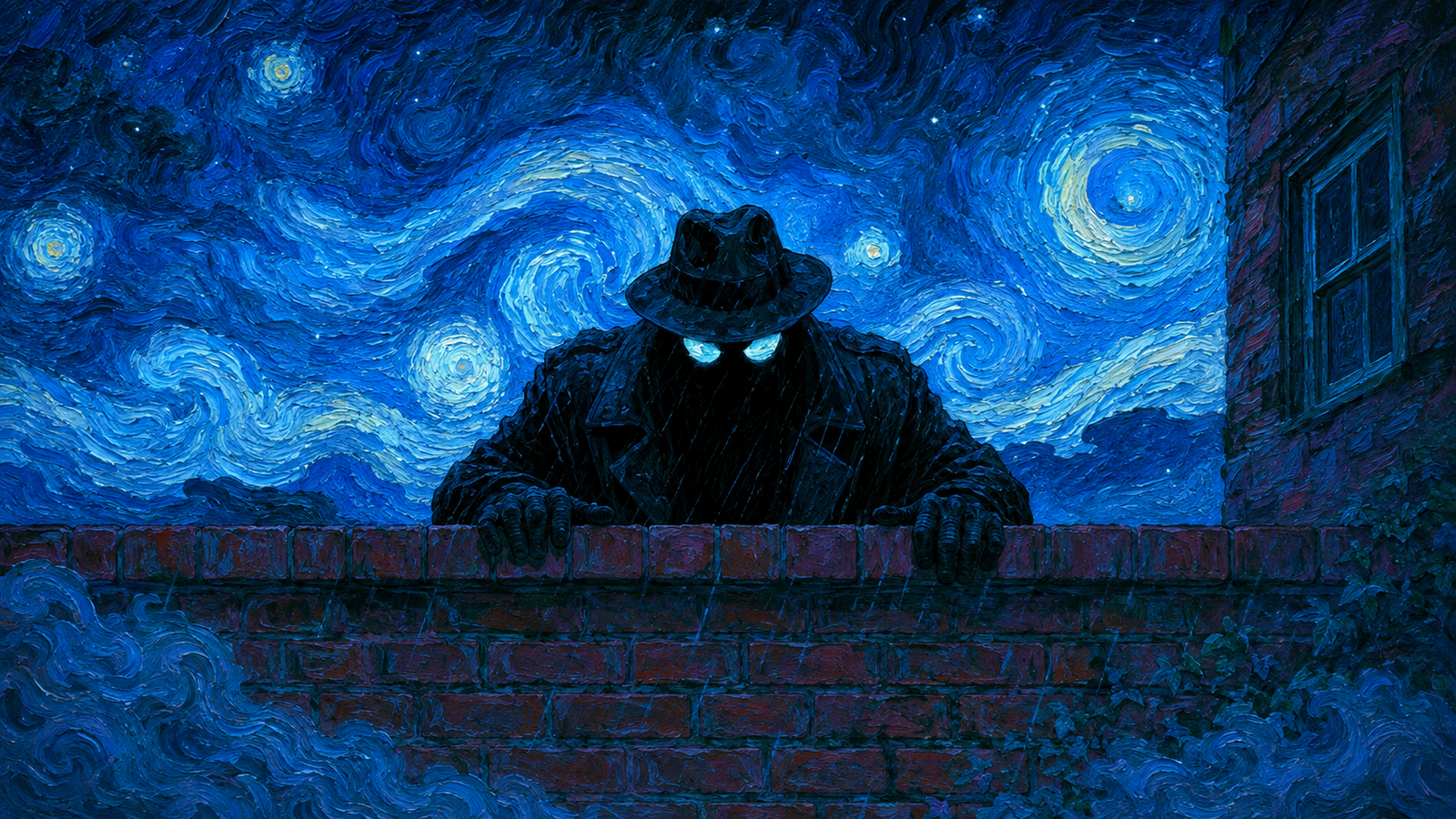 Spider noir mysterious Shadow Figure Blue Night 4K Wallpaper - pixora4k.com