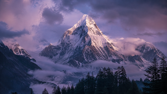 Purple Snow Mountain 4K Wallpaper – Majestic Alpine Landscape 3840x2160 - Free Download