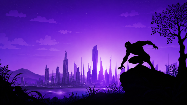 Black Panther Wakanda City 4K Wallpaper – Futuristic Silhouette 3840x2160 - Free Download