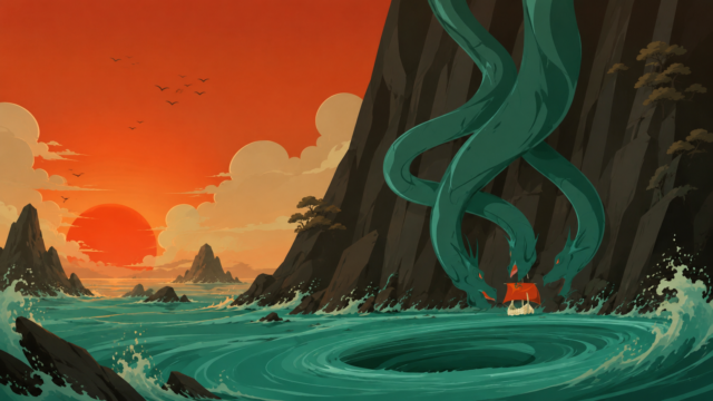 Sea Dragon Fantasy Sunset 4K Wallpaper – Epic Ocean Art 3840x2160 - Free Download