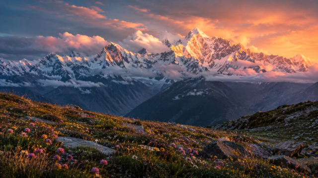 Snowy Mountain Sunset 4K Wallpaper – Scenic Nature Landscape 3840x2160 - Free Download