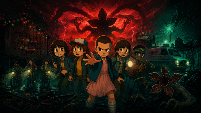 Stranger Things Hawkins Gang & Mind Flayer Wallpaper 4K 3840x2160 - Free Download