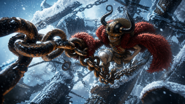 Viking Luffy Heavy Chains Snowstorm Wallpaper 4K 3840x2160 - Free Download