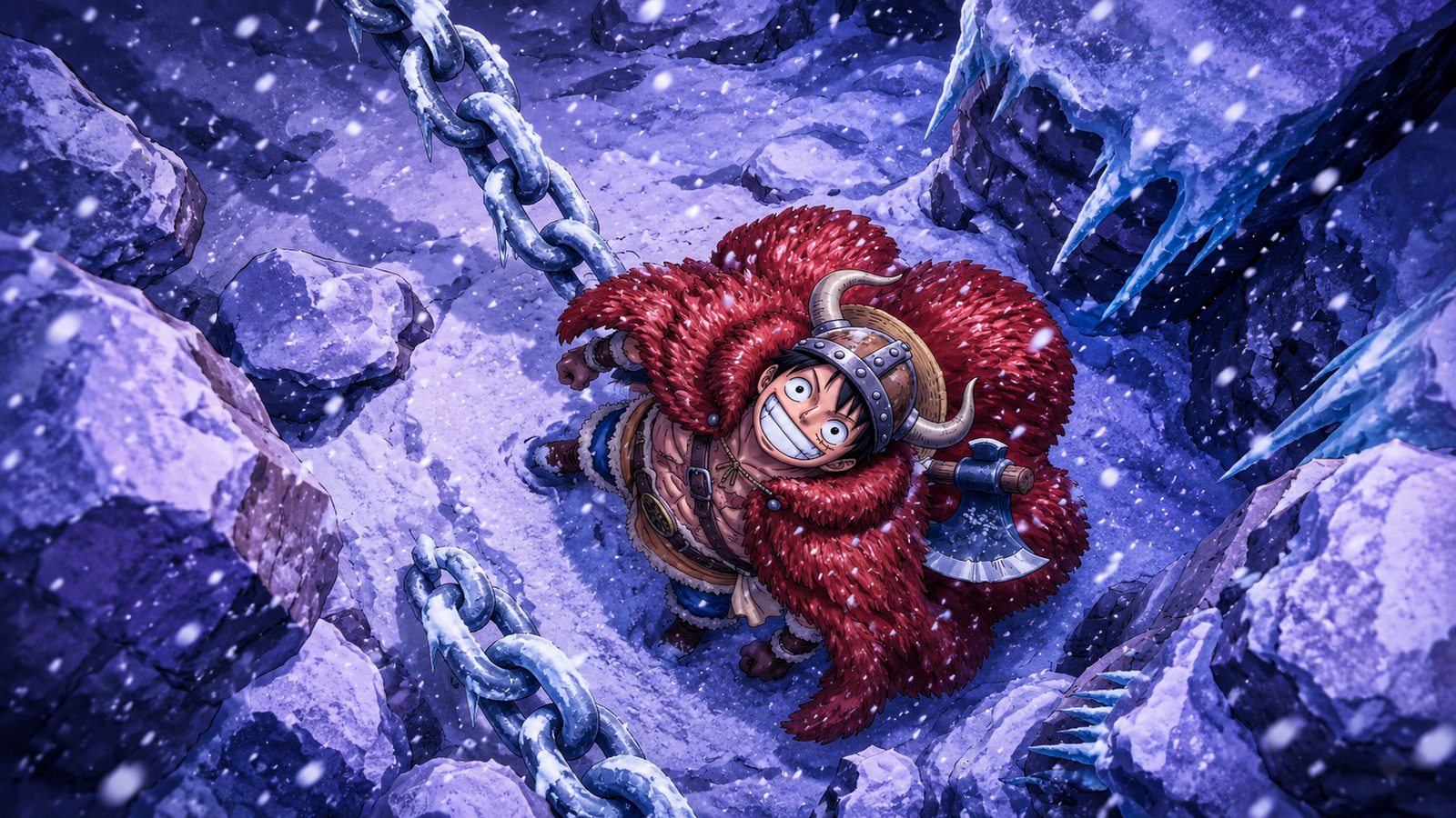 Viking Luffy Snowy Ravine Chains Wallpaper 4K - pixora4k.com