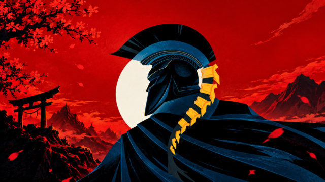 Samurai Warrior Red Moon 4K Wallpaper – Japanese Warrior Art