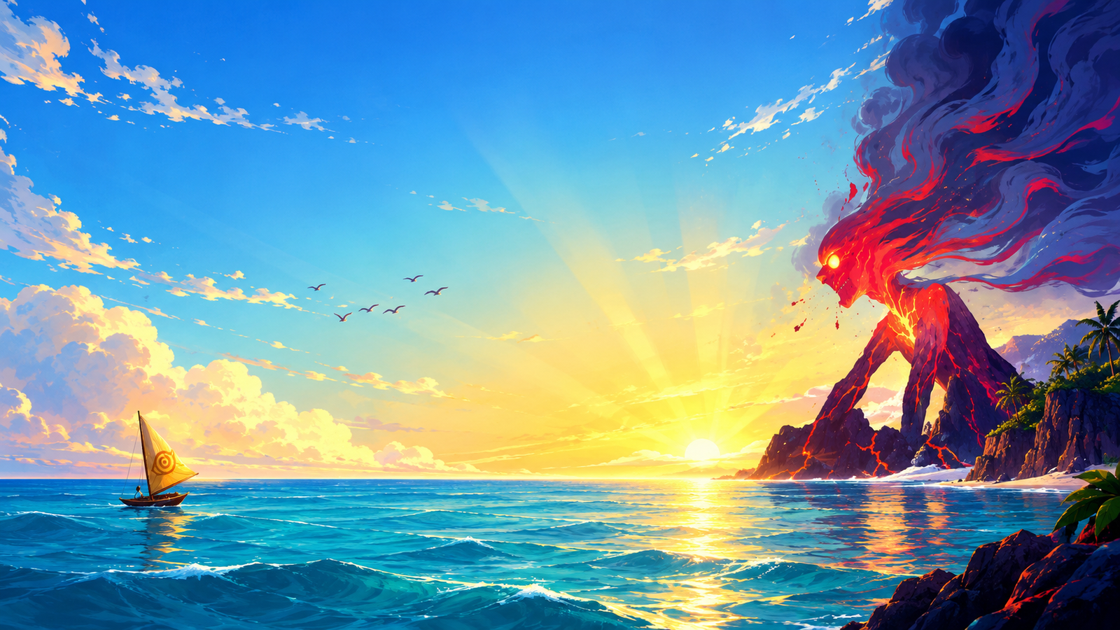 Fire Dragon Sunset 4K Wallpaper – Epic Fantasy Art - pixora4k.com